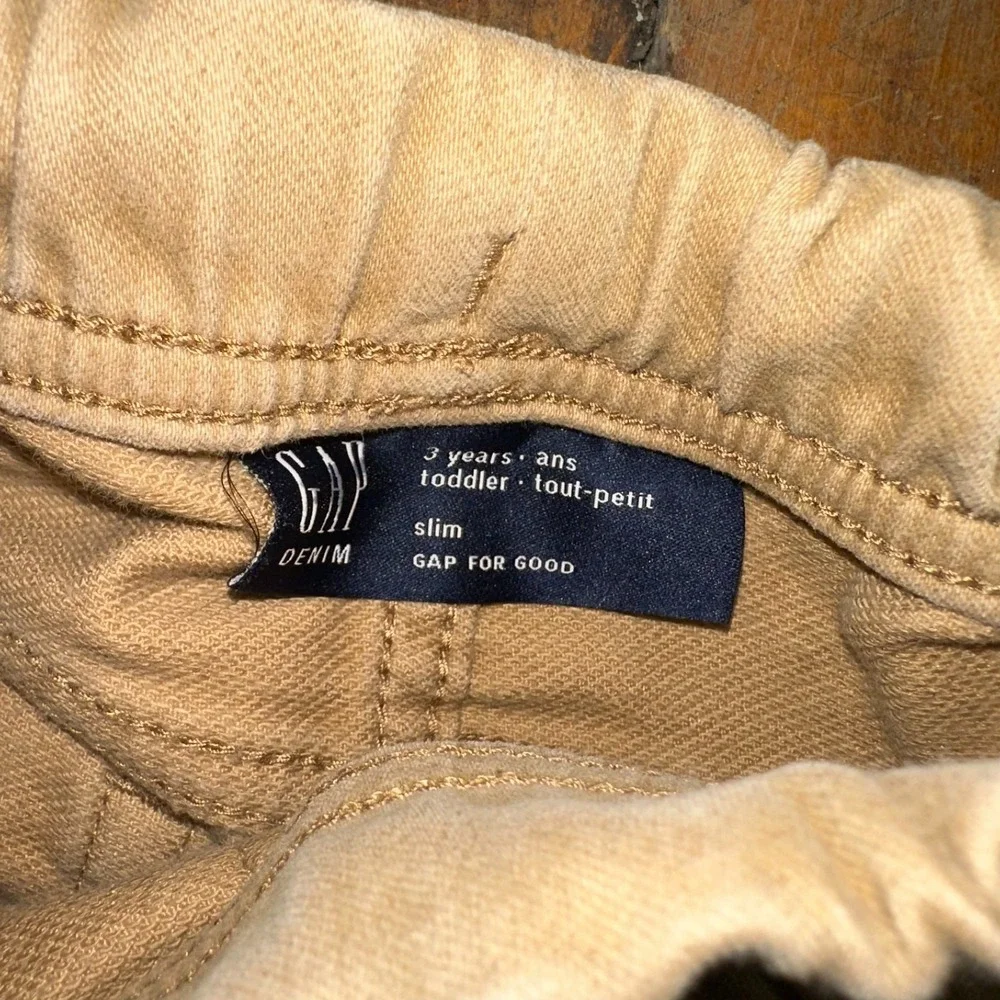 Gap Denim Pants Toddler 3-Year Tan‎ Slim Straight Fit 5 Pocket Design Drawstring